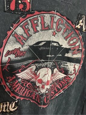2011 Affliction Women’s Graphic T-Shirt Black with Red Accents